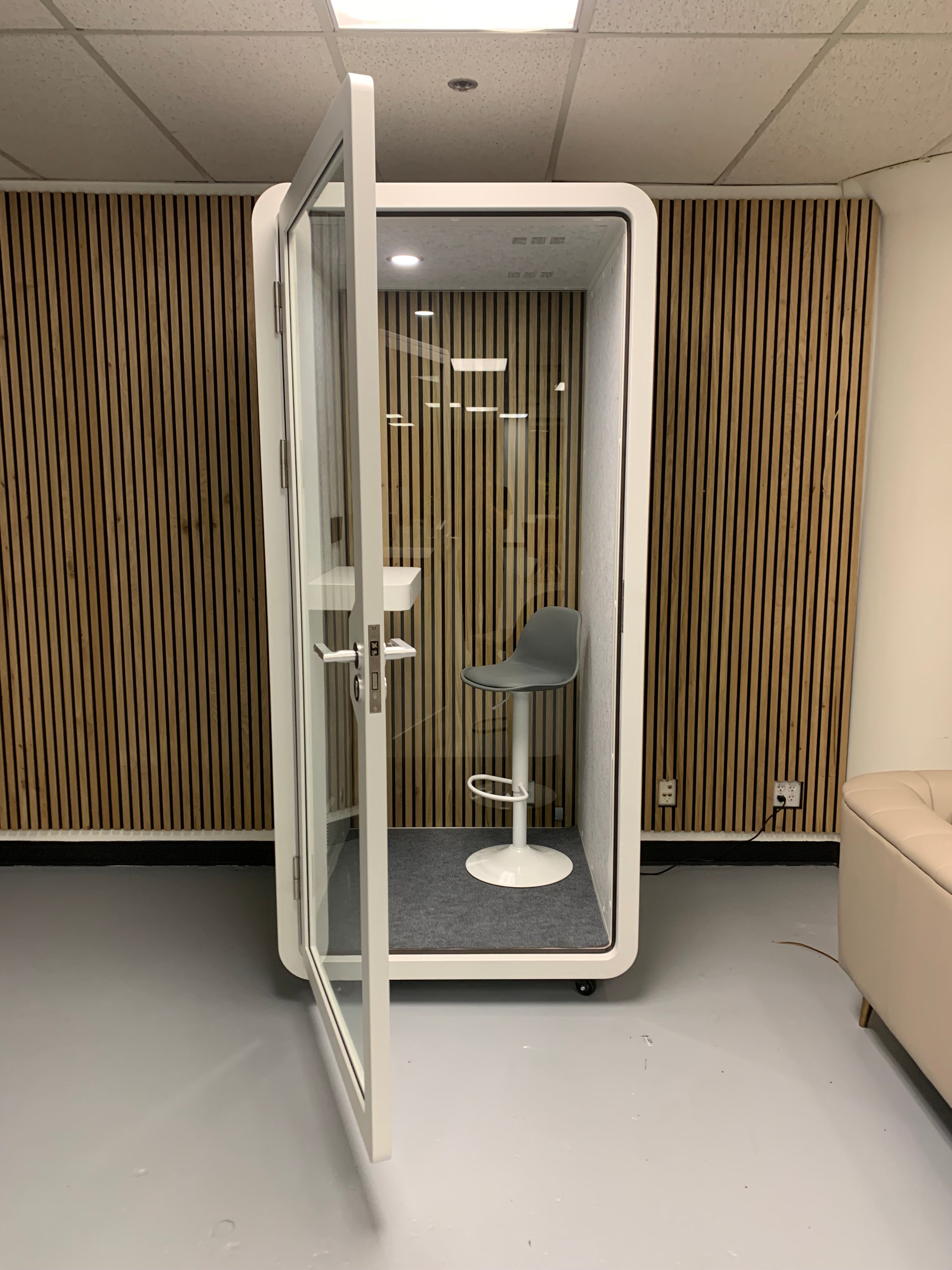 Customer photo of eBooth solo soundproof office booth meeting pod