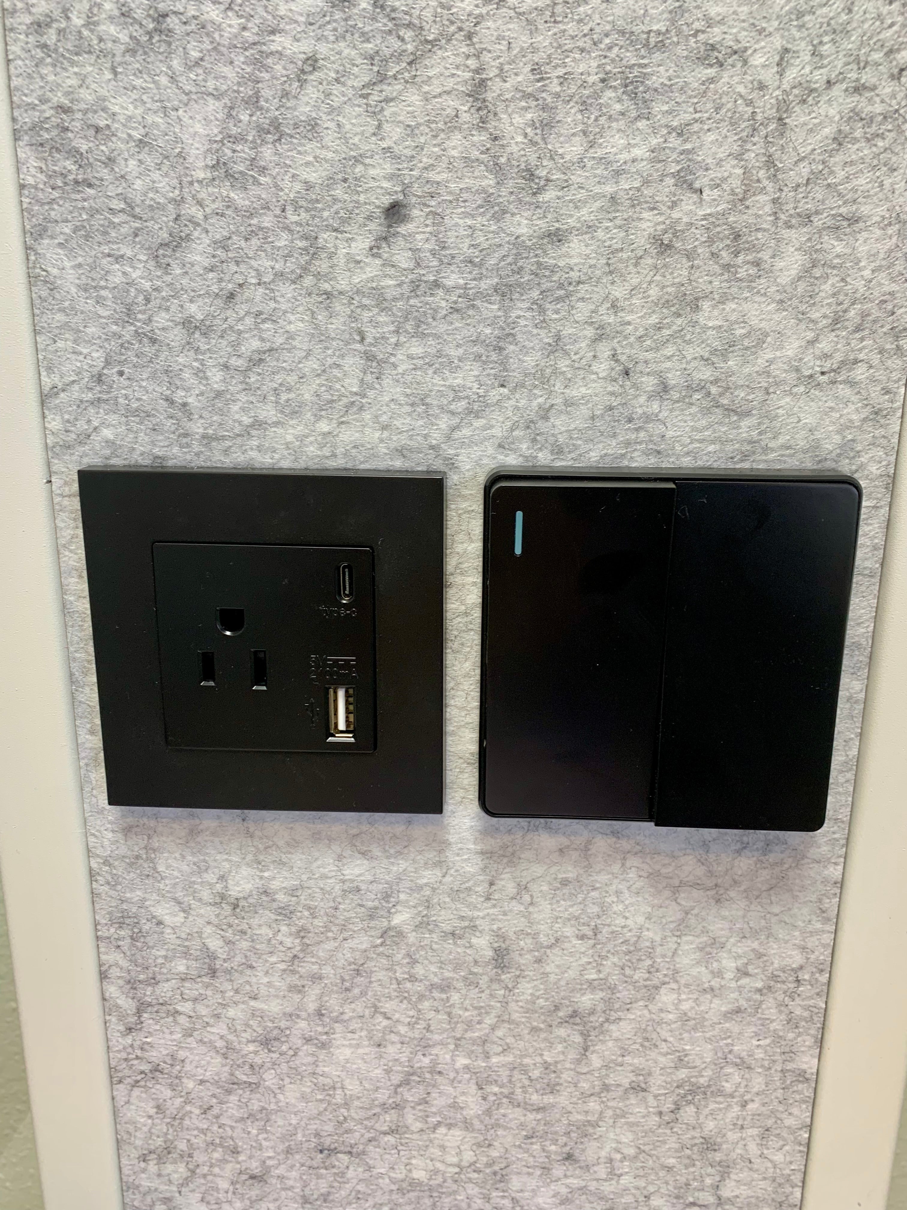 eBooth soundproof office phone booth outlets, light and fan switch