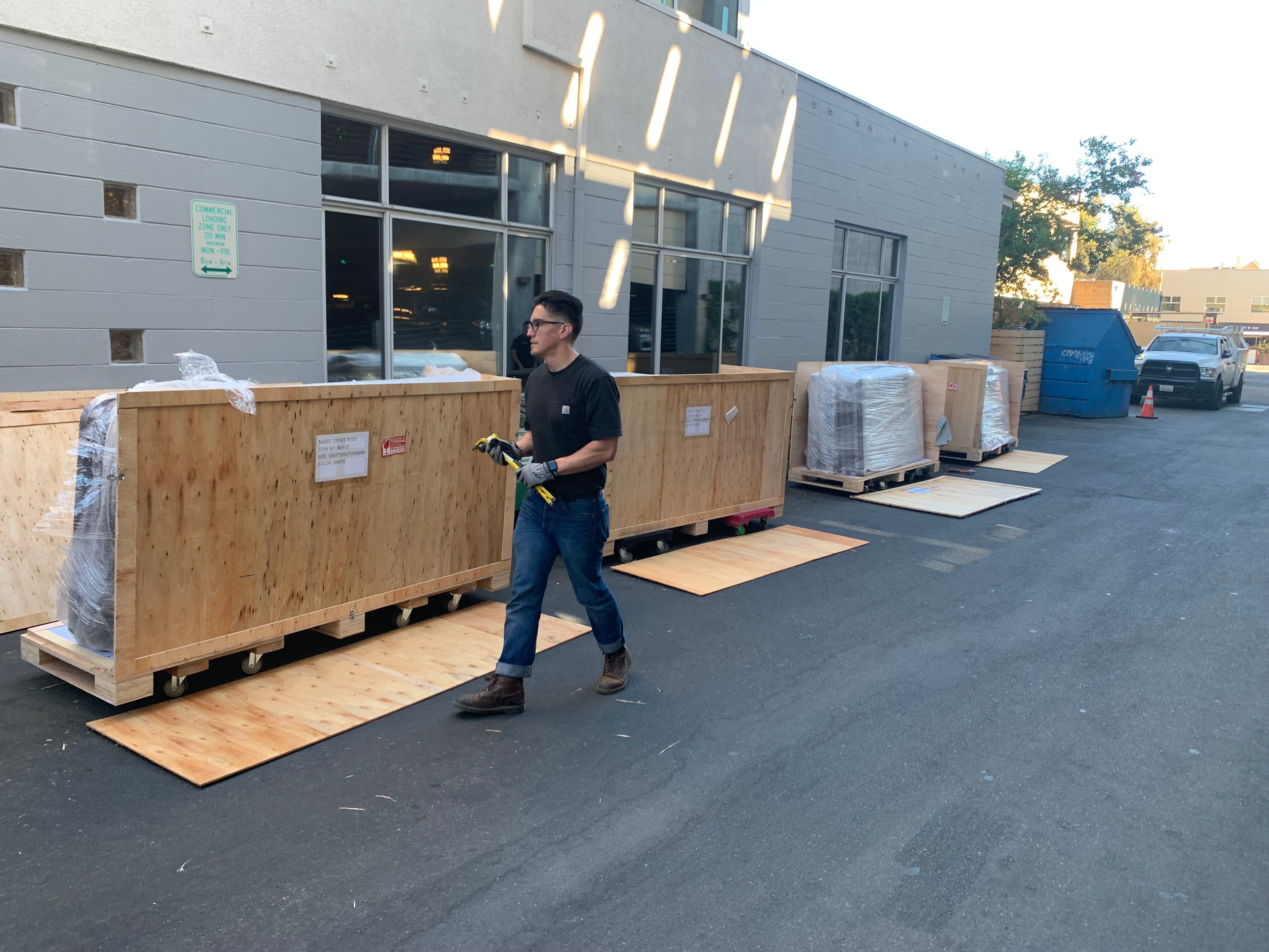 Delivering office booths to a customers location, privacy booth install